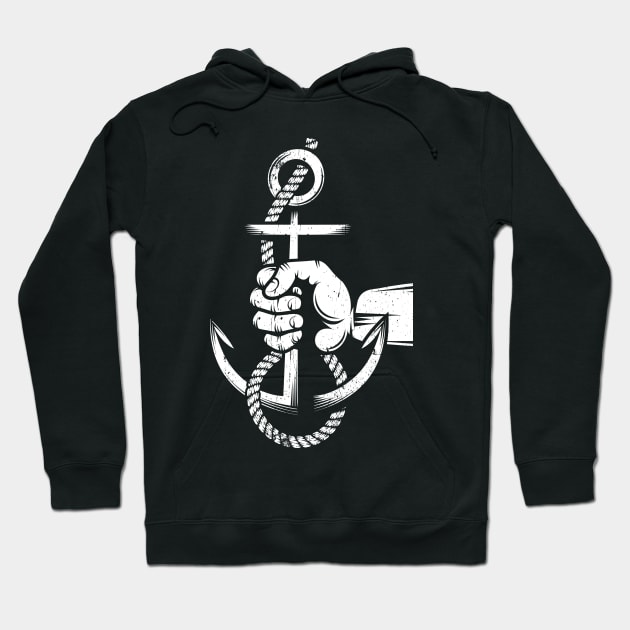 Sailor hand holds an anchor with rope Hoodie by Agor2012